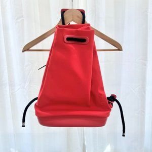 O bag Red Rubberized Made in Italy Waterproof Drawstring Adjustable Backpack